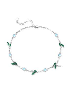 925 Sterling Silver Moonstone Anklet Flower Ankle Bracelet Dainty Beach Jewelry